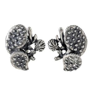 Cute Cactus Pewter Clip-on Earrings